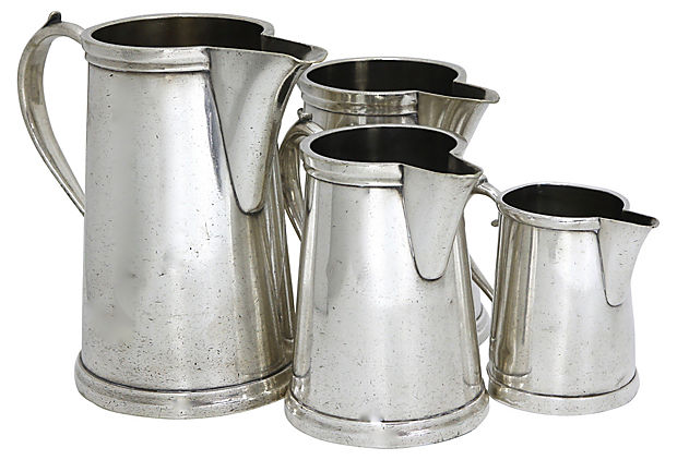 Midcentury Art Deco Hotelware Pitchers, Set of 4