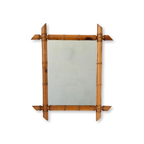 French Faux Bamboo Framed Wall Mirror