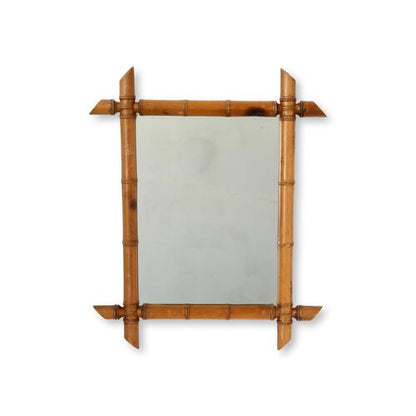 French Faux Bamboo Framed Wall Mirror