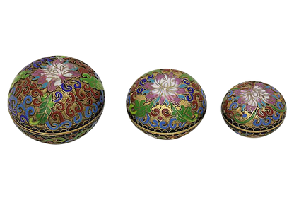 French Cloisonné Trinket Boxes, Set of 3