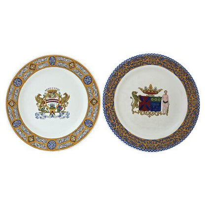 Antique 1880 French Gien Coat of Arms Plates - Set of 6