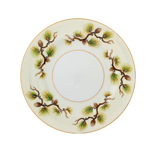 Vintage Porcelain Pine Needle Holiday Plates, 20pcs