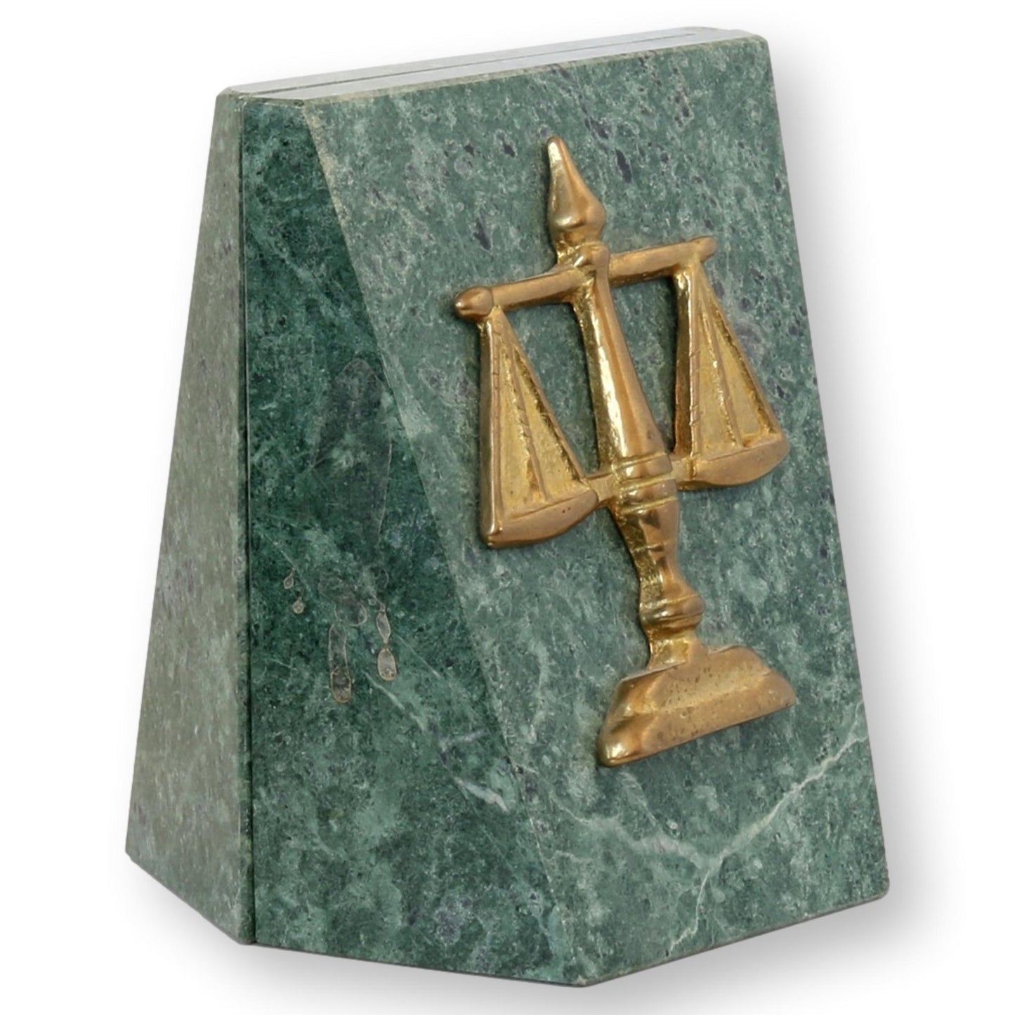 Marble and Brass Scale of Justice Bookends, Pair