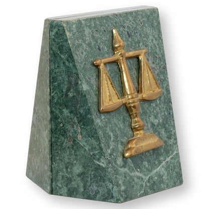 Marble and Brass Scale of Justice Bookends, Pair