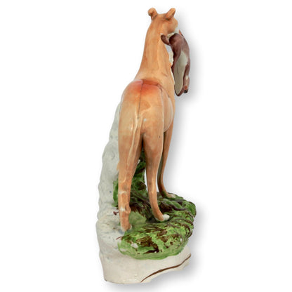 Antique Staffordshire Hunting Greyhound With Rabbit