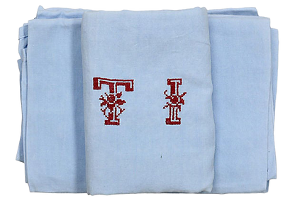 Antique French Linen Napkins w/ Hand-Stitched "T I" Monogram