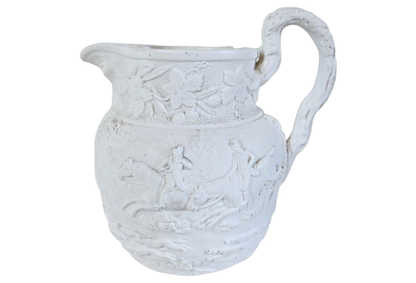 Antique Salt Glazed Jug w/ Hunt Scene