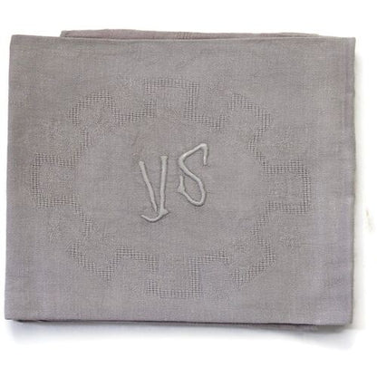 1920s Art Deco French Linen Dinner Napkins w/ Hand-Stitched "V S" Monogram, Set of 10