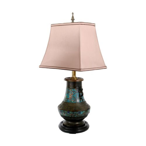 Antique Cloisonné Bronze Lamp