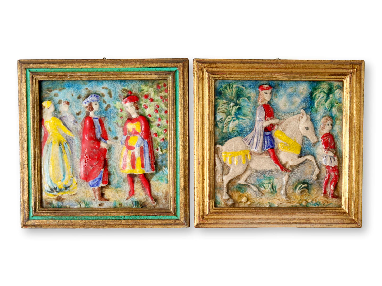 Framed Italian Faience Hand-Made Tiles