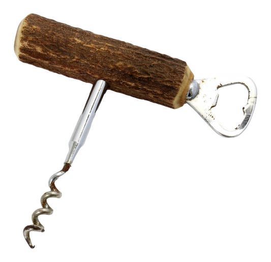 Mid-Century English Natural Antler Corkscrew / Bottle Opener Combo