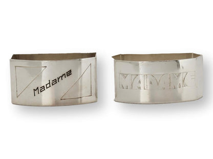 Midcentury French Madame & Madame Napkin Rings