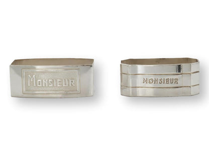 Midcentury French Monsieur & Monsieur (Mister) Napkin Rings