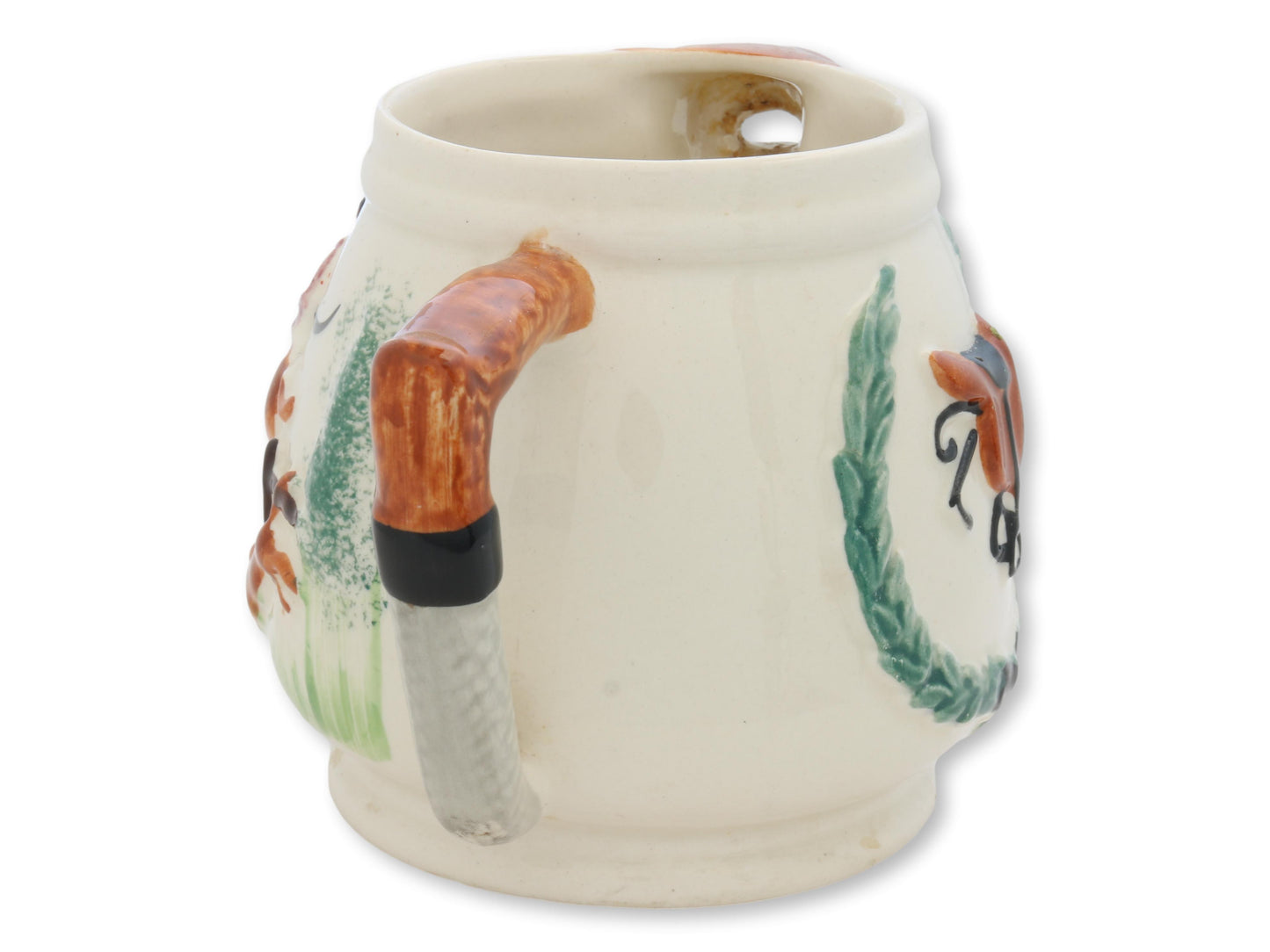 Midcentury Trompe L'oeil Hutning Scene Creamer