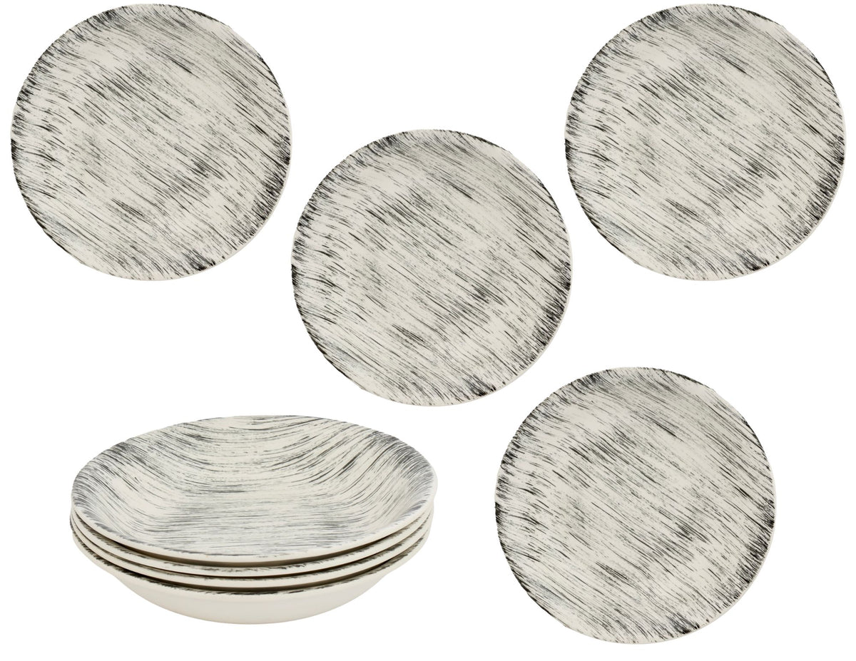 French Faux Bois Soup & Salad Set, 8 pcs