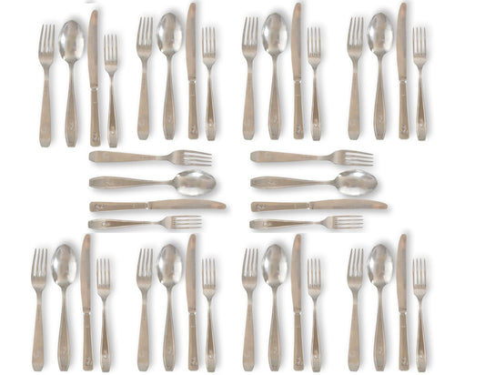 Midcentury Maritime Flatware w/ Anchors | Service for 10