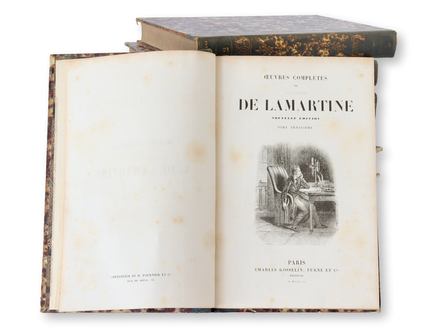 1840 French Oeuvres Complètes de Lamartine Books | Set of 8