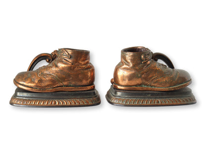 1950s Bronzed Baby Shoe Bookends