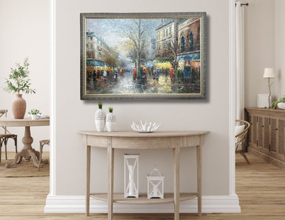 Midcentury Paris  Street Scene Oil Painting