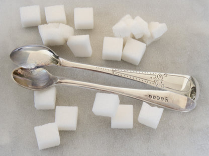 East 20th-C. English Coffee Spoons w/ Sugar Tongs