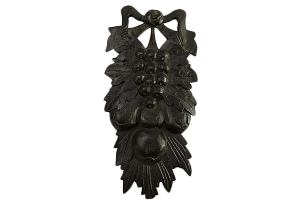 18th Century Black Forest Fruit Cluster W/ Bow Wall Carving