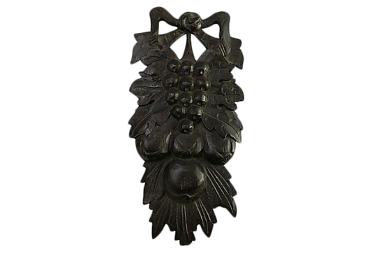18th Century Black Forest Fruit Cluster W/ Bow Wall Carving