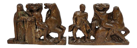 18th Century Carved Santos Figural Scenes, a Pair