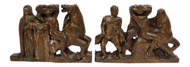 18th Century Carved Santos Figural Scenes, a Pair