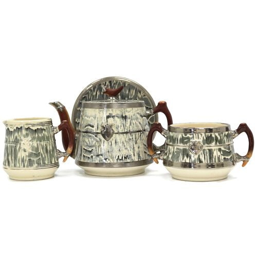 1930s Arthur Woods Silver Shield Tea Set