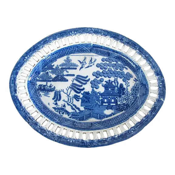C. 1840 Ribbon-Edge Willow Platter