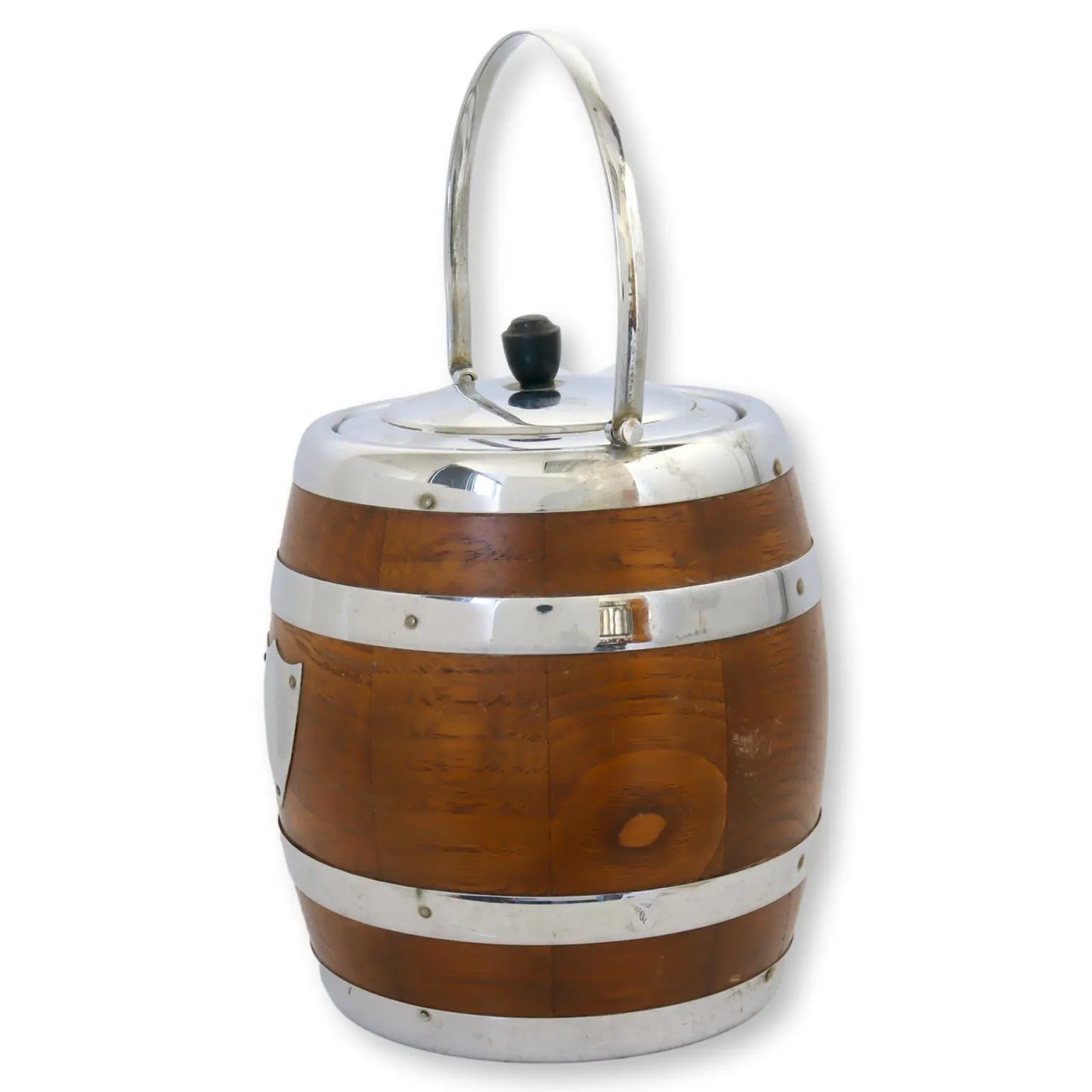 1940s English Oak Ice Bucket / Biscuit Barrel