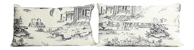 Vintage French Toile Linen Lumbar Pillows