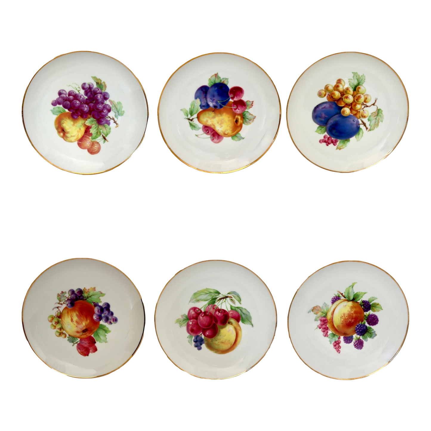 German Fruit Plates, Set of 6