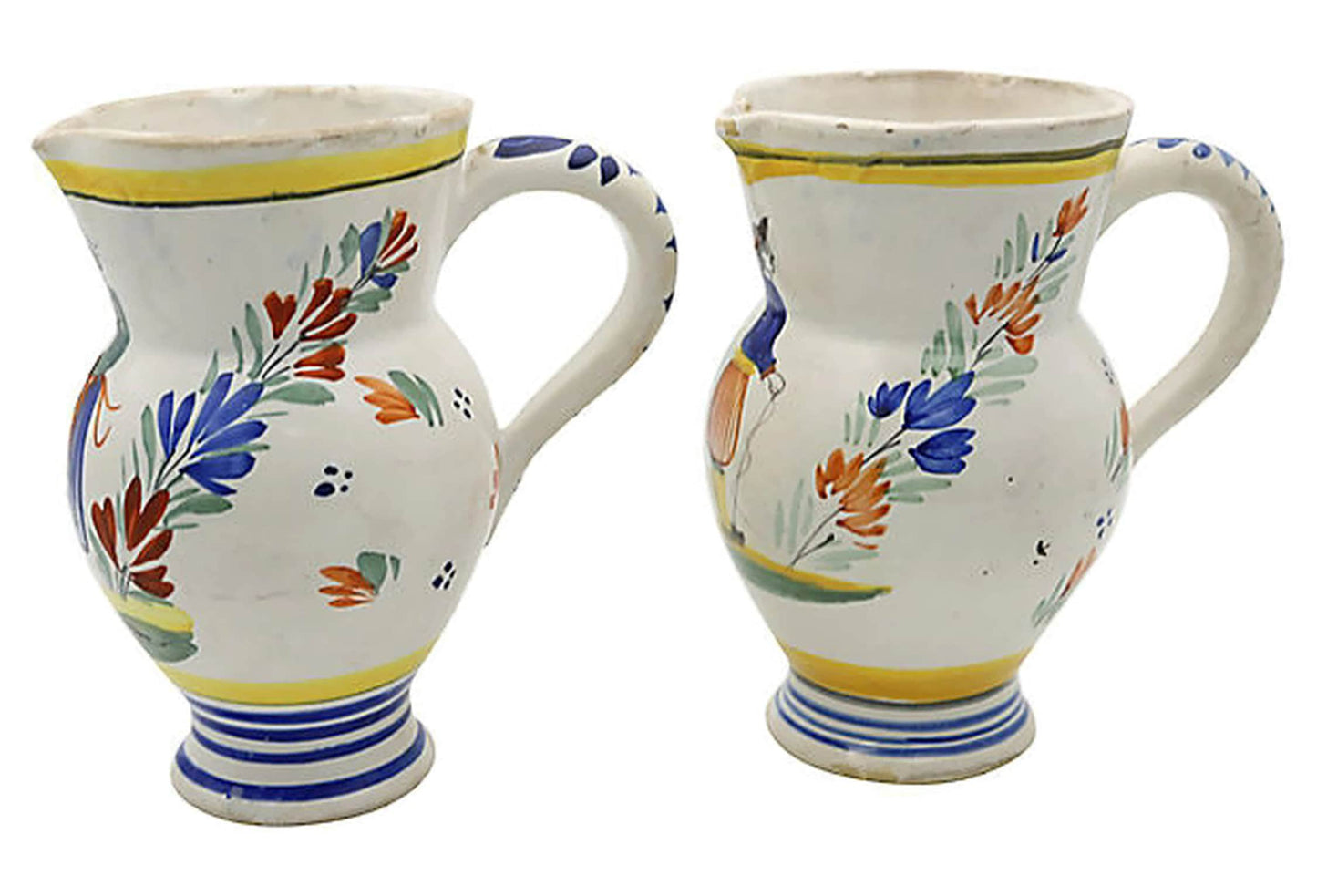 1930s French Quimper Faience Pitchers - A Pair