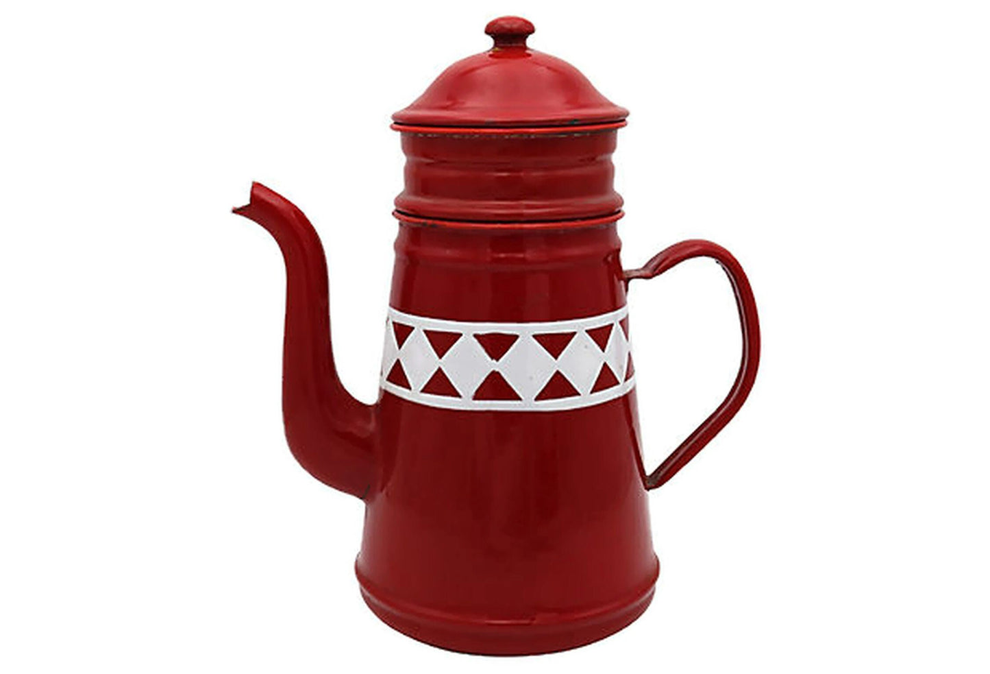 Vintage French Red & White Enamel Coffeepot