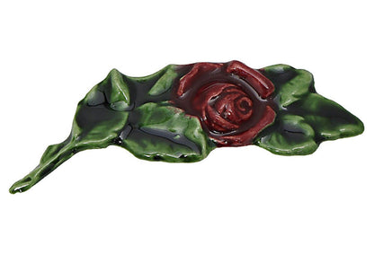 French Majolica Rose Knife Rests, S/6