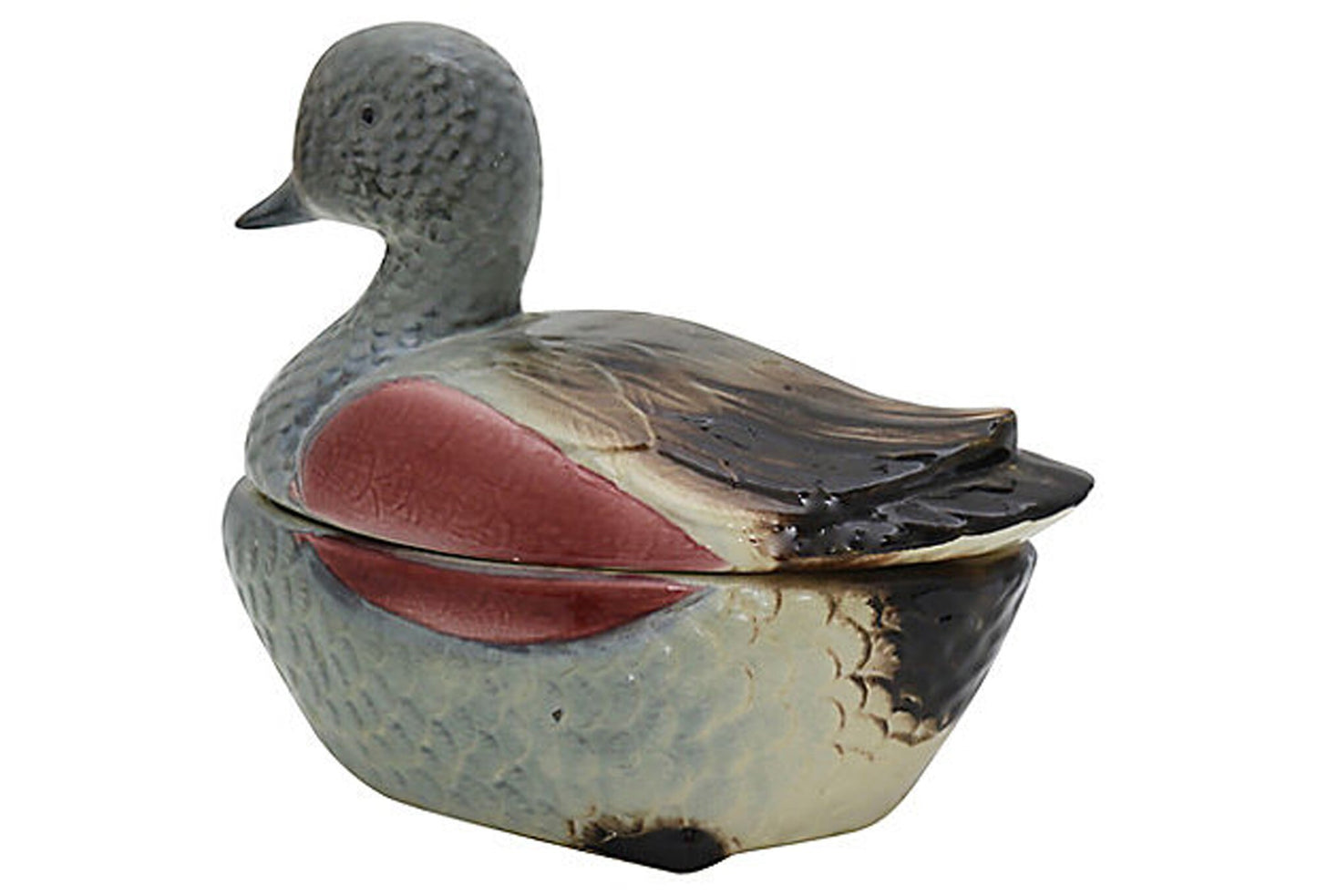 Midcentury French Majolica Duck Pâtè Tureen, C. 1960s