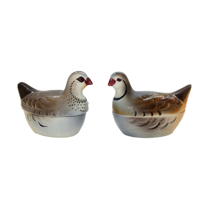 Midcentury French Majolica Pigeon Pâté Tureens