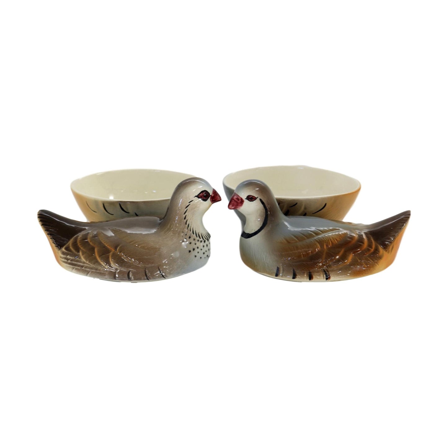 Midcentury French Majolica Pigeon Pâté Tureens