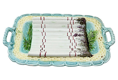 Antique French Majolica Asparagus Platter