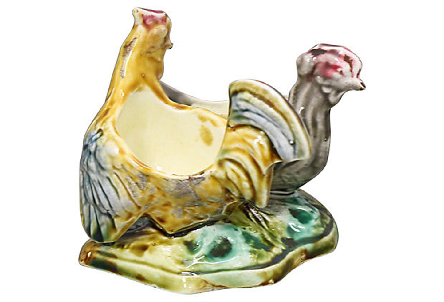 French Majolica Double Hen Egg Cup