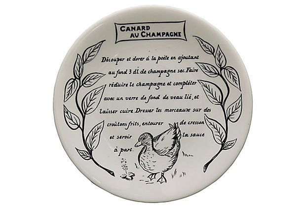 Gien Duck Champagne Paté Recipe Plate