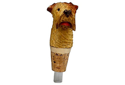 Midcentury Carved Scotty Dog Liquor Pourer & Cap