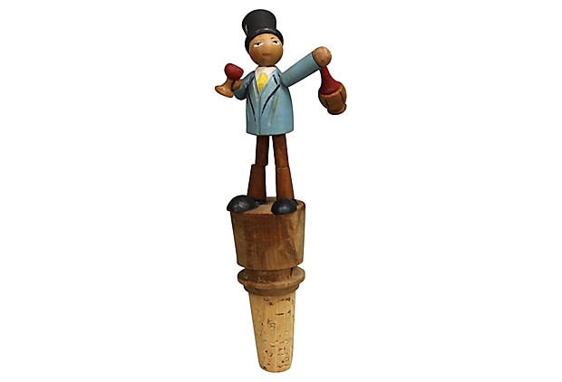 Midcentury Black Forest Animated Wine Stopper