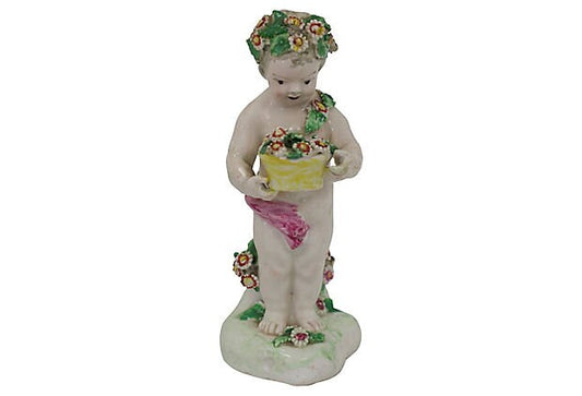 Antique English Derby Porcelain Cherub, C. 1790