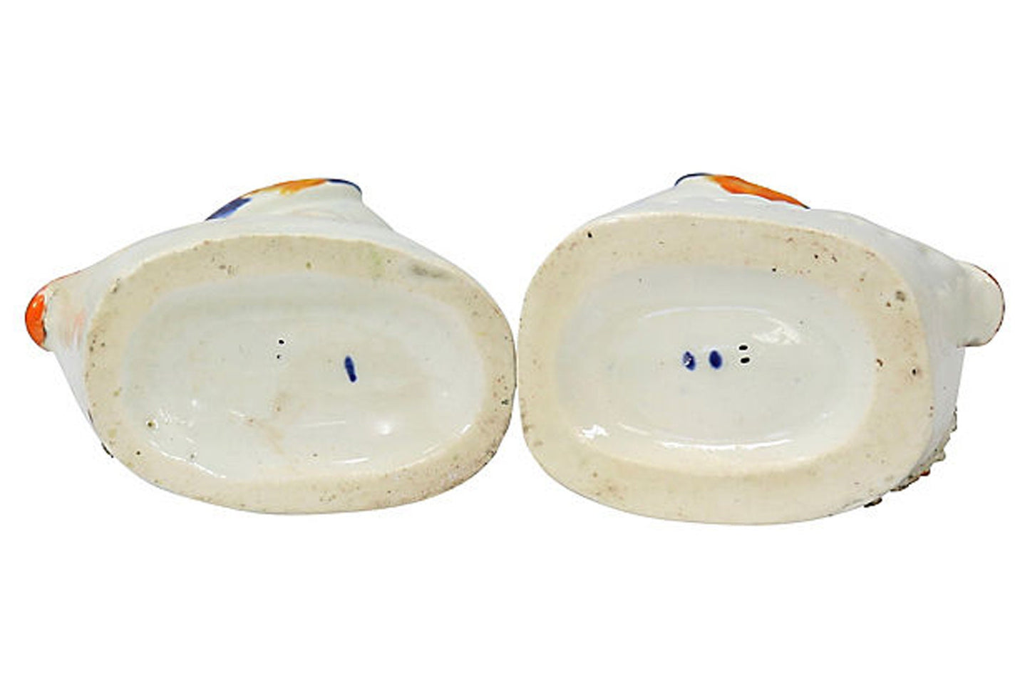 19th Century Staffordshire Peacock Inkwells, a Pair