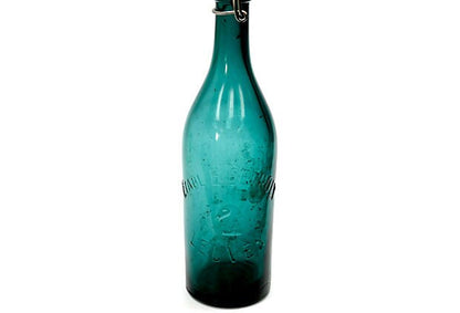 Vintage Teal Glass Belgian Bistro Water Bottle