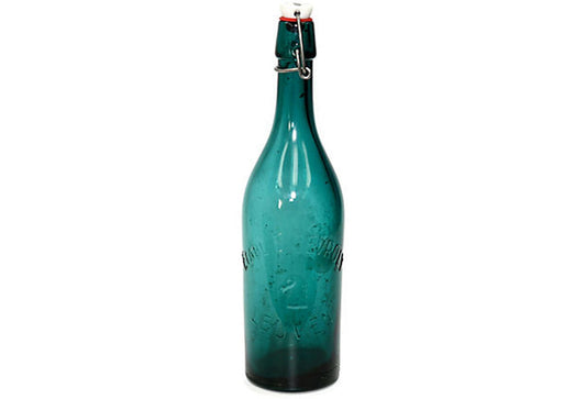 Vintage Teal Glass Belgian Bistro Water Bottle