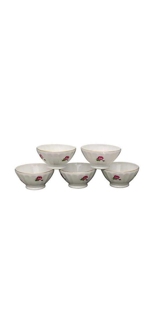 Vintage French Floral Café Au Lait Cups, Set of 5