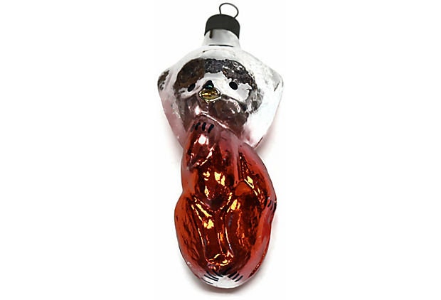 Midcentury Mercury Glass Bear Ornament